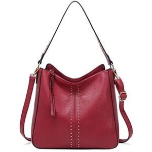 HOBO Bag for Women Handbags Crossbody Leather Red